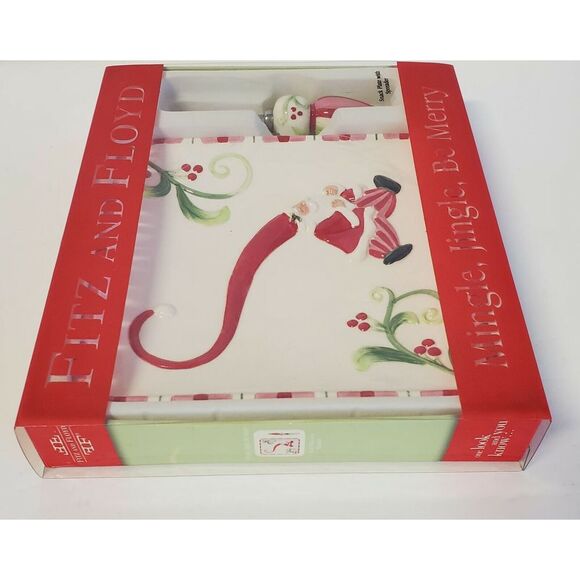 Fitz & Floyd Mingle, Jingle, Be Merry 6" Snack Plate and Spreader 2006 NEW - Picture 8 of 9